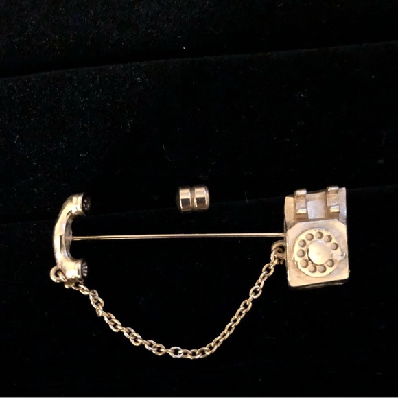 Vintage AVON- gold tone Telephone Brooch- stick pin/tie pin - Picture 3 of 5